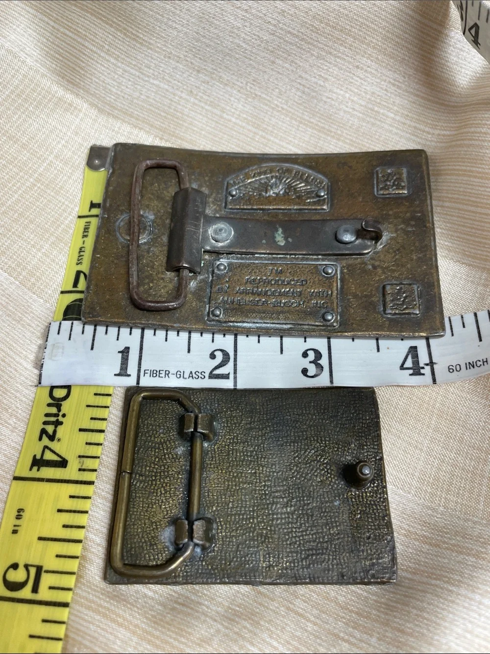 Vintage Budweiser Brass-Tone and Dark Bronze Embossed Belt Buckles